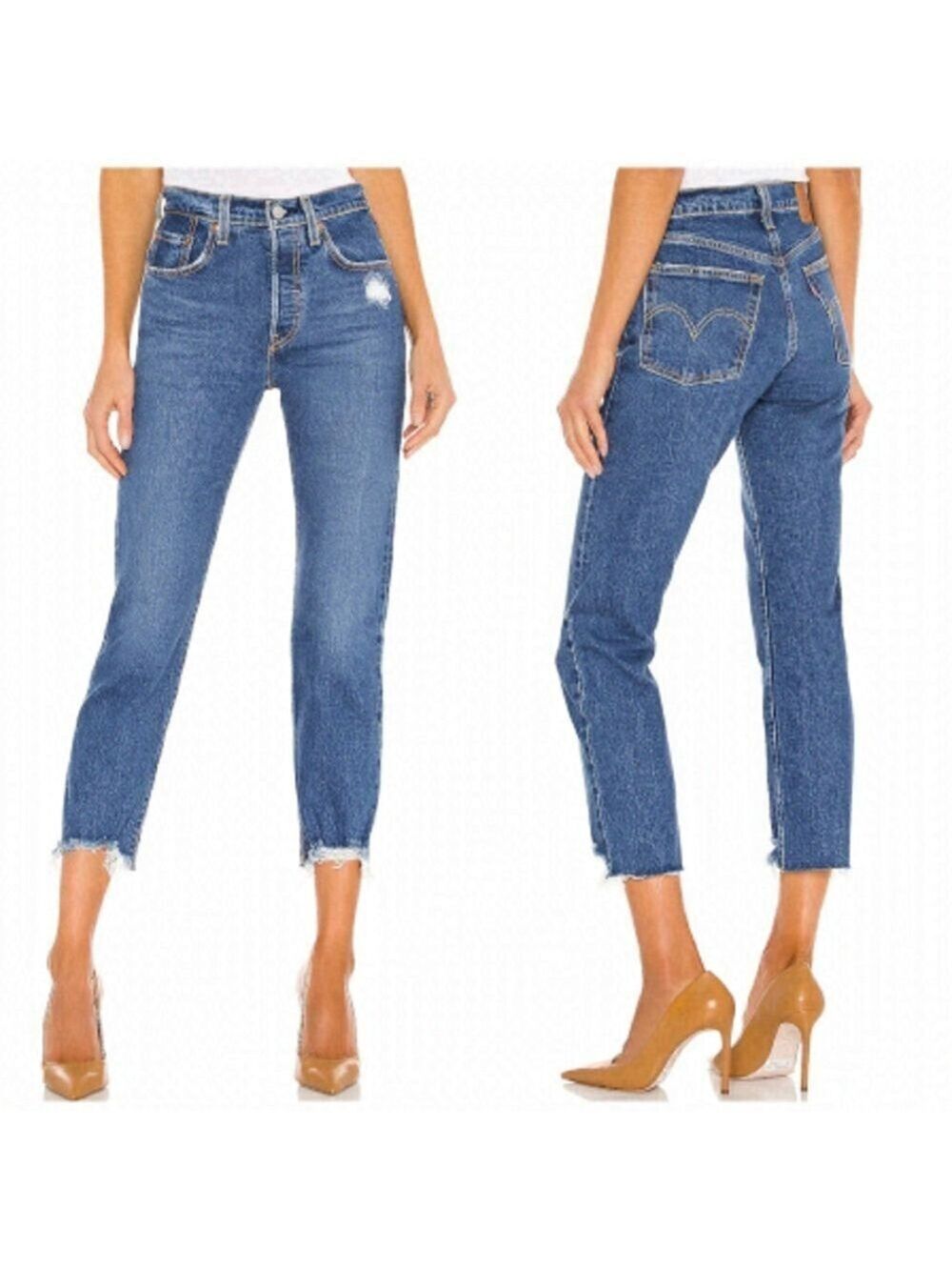 NEW Levi’s 501 Crop Distressed Straight Leg Jeans